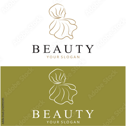 muslimah hijab logo template vector illustration design-vector