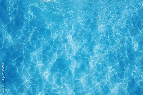 Top view of the blue water texture in the swimming pool background. Generative ai.