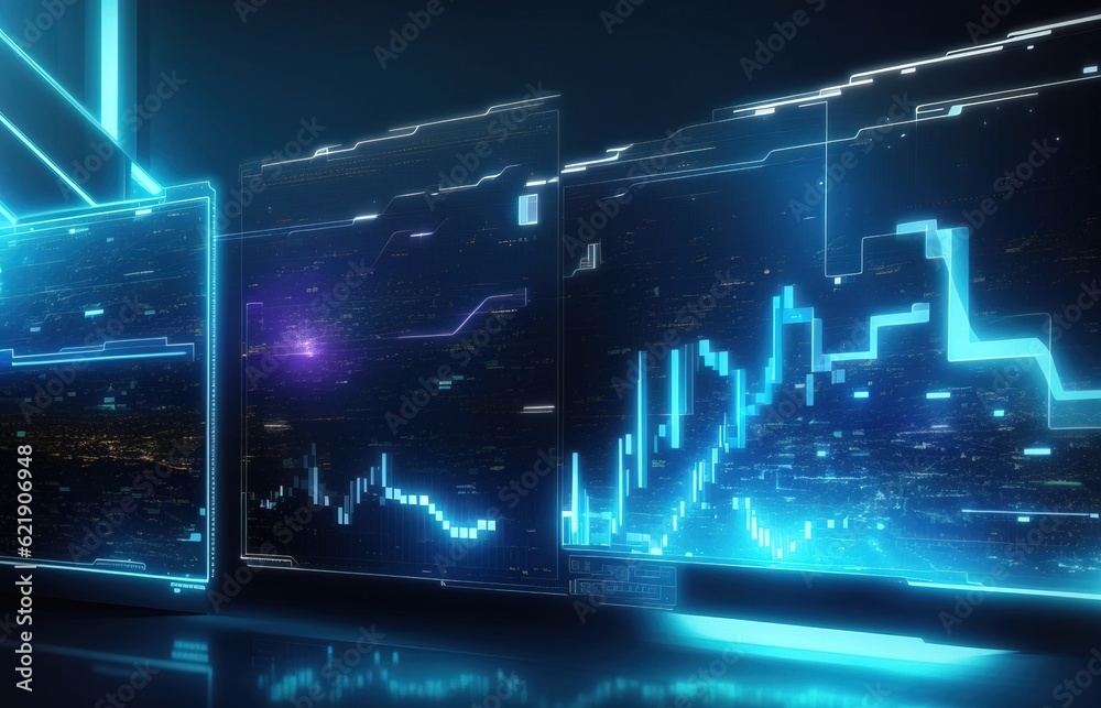 Digital Hologram Chart Bussines Background, Technology Background Series