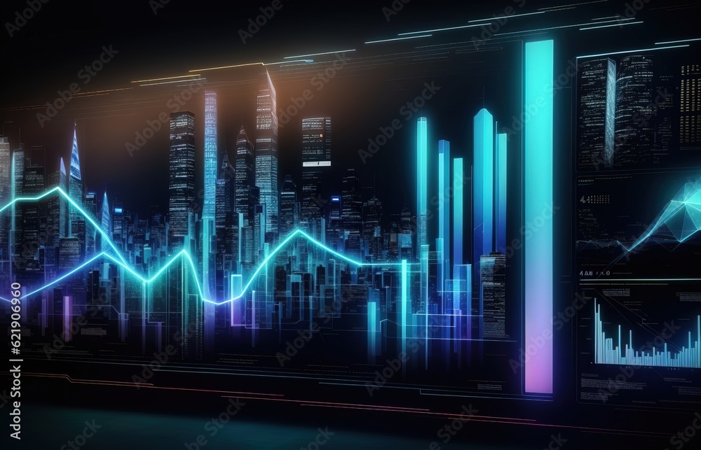 Digital Hologram Chart Bussines Background, Technology Background Series Digital Hologram Chart Bussines Background, Technology Background Series