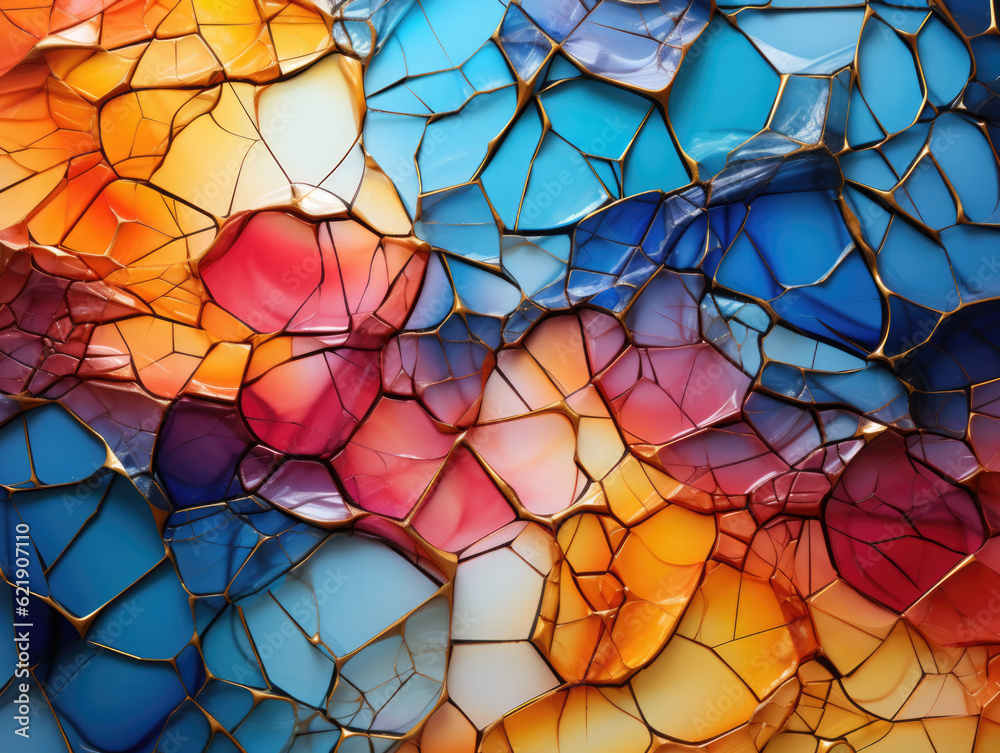 A close up of a multicolored glass mosaic. Generative AI. A close up of a multicolored glass mosaic. Generative AI.