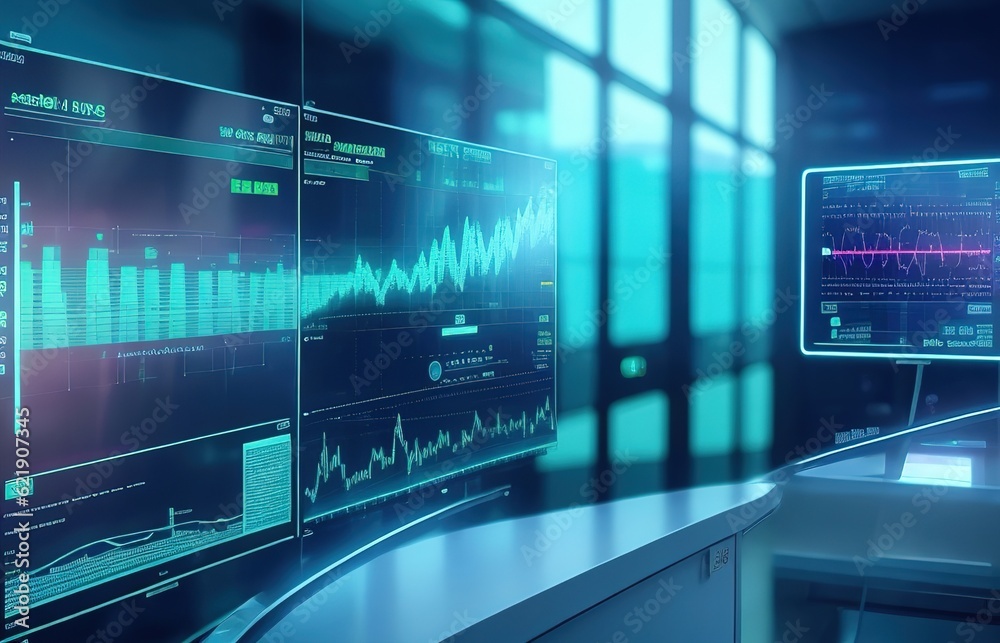 Digital Hologram Chart Bussines Background, Technology Background Series 