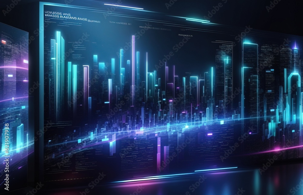 Digital Hologram Chart Bussines Background, Technology Background Series Digital Hologram Chart Bussines Background, Technology Background Series