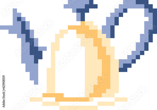 kettle icon cartoon style in pixel style