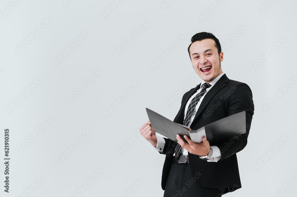 Portrait of handsome businessman on white background and Happy businessman isolated Portrait of handsome businessman on white background and Happy businessman isolated