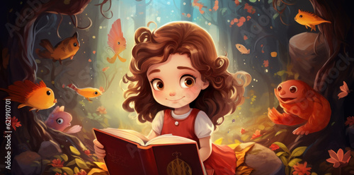 Girl with a magic book