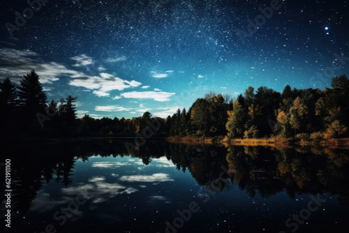 night landscape with lake