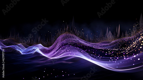 a large wave of information flowing across a black background created by generative AI