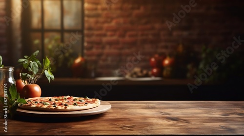 Fototapeta Naklejka Na Ścianę i Meble -  Enjoy pizza in the restaurant's inviting atmosphere