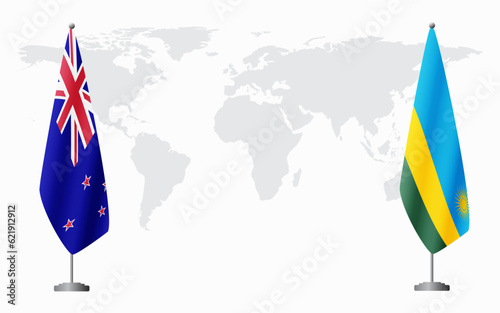 New Zealand and Rwanda flags for official meeting