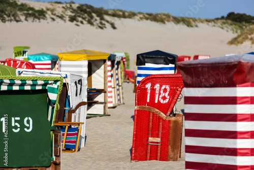 colorful beach chairs on the beach