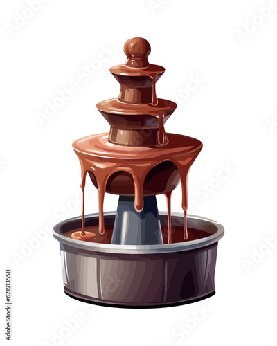 Gourmet chocolate fountain with cream icing