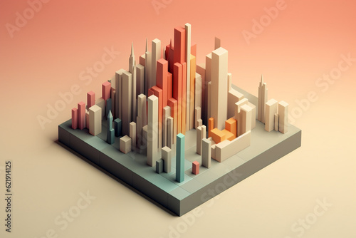 3d data presentation. Color bar chart  illustration created by generative ai technology 