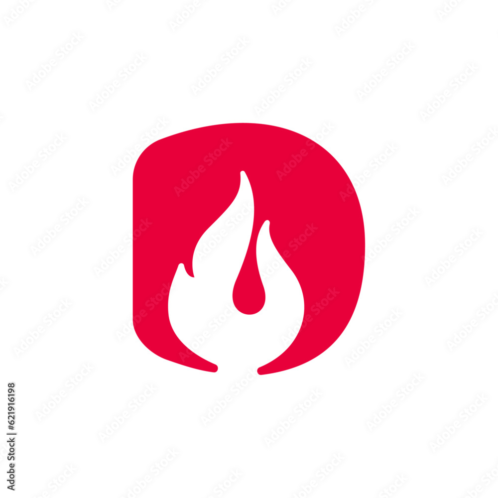 D letter logo with fire flames. Negative space vintage icon. Burning fast speed emblem. Vector for sport team wear, danger race posters, victory identity, camping labels, motorcycle customize company. D letter logo with fire flames. Negative space vintage icon. Burning fast speed emblem. Vector for sport team wear, danger race posters, victory identity, camping labels, motorcycle customize company.