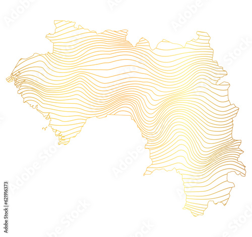 abstract map of Guinea - vector illustration of striped gold colored map	