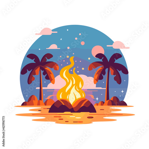 bonfire vacation summer vector