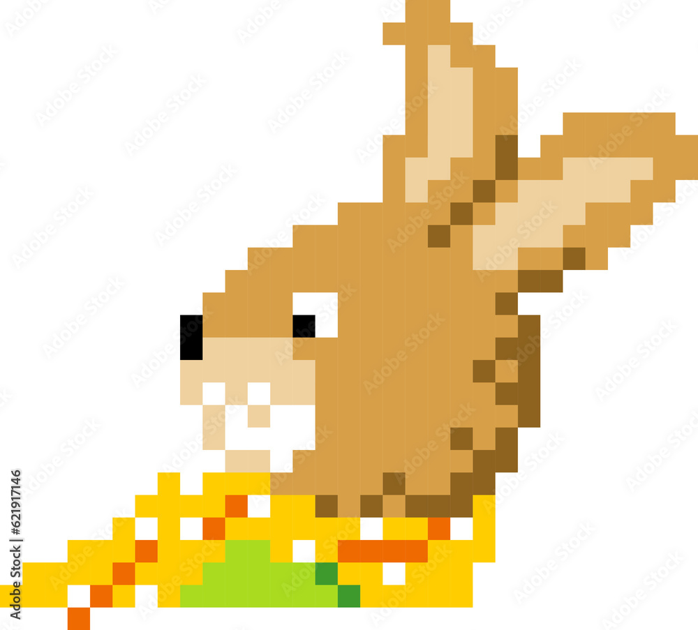 Rabbit cartoon icon in pixel style.