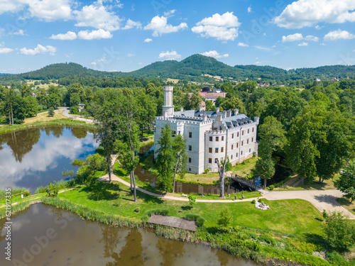 Picturesque panorama of the Rudawy Janowickie Mountains - Palace in Karpniki photo