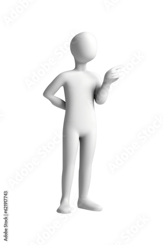 Whole white person pointing at something