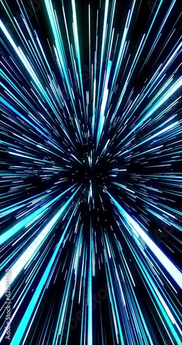 Footage through space with shining stars. Sci-fi warp and cyber future concepts. Abstract, repeatable video for background. Vertical video.