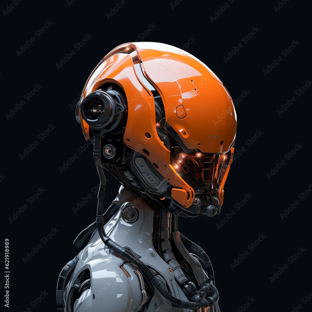Fototapeta premium Droid Robot Futuristic Machine Robotic 3D Humanoid Artificial Intelligence Technology Cyberpunk Apocalypse