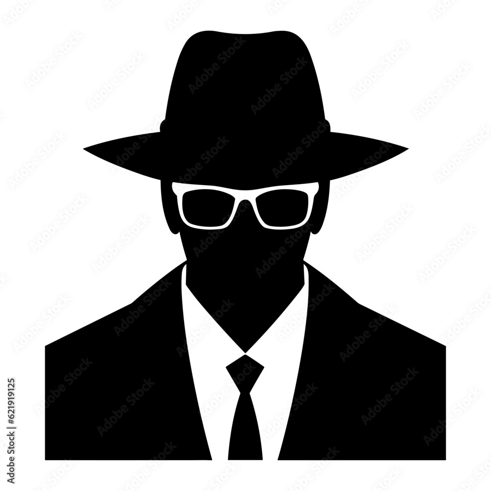 Incognito undercover secret agent black silhouette svg vector
