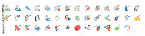 Set of Medicine and Healthcare web icons. Medical and Health Care, RX. Vector illustration. 