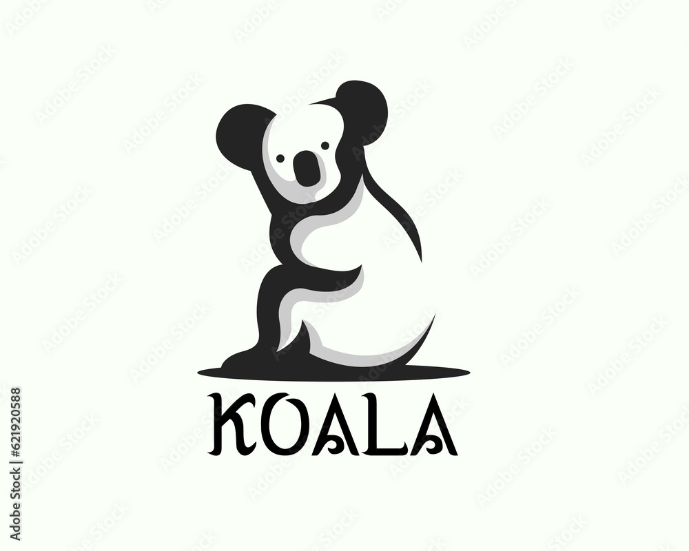 sitting koala looking side logo icon symbol design template illustration inspiration sitting koala looking side logo icon symbol design template illustration inspiration