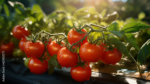 plant of tomatoes fresh or frozen for canning, storage, in the style of saturated color fields, . Generative AI