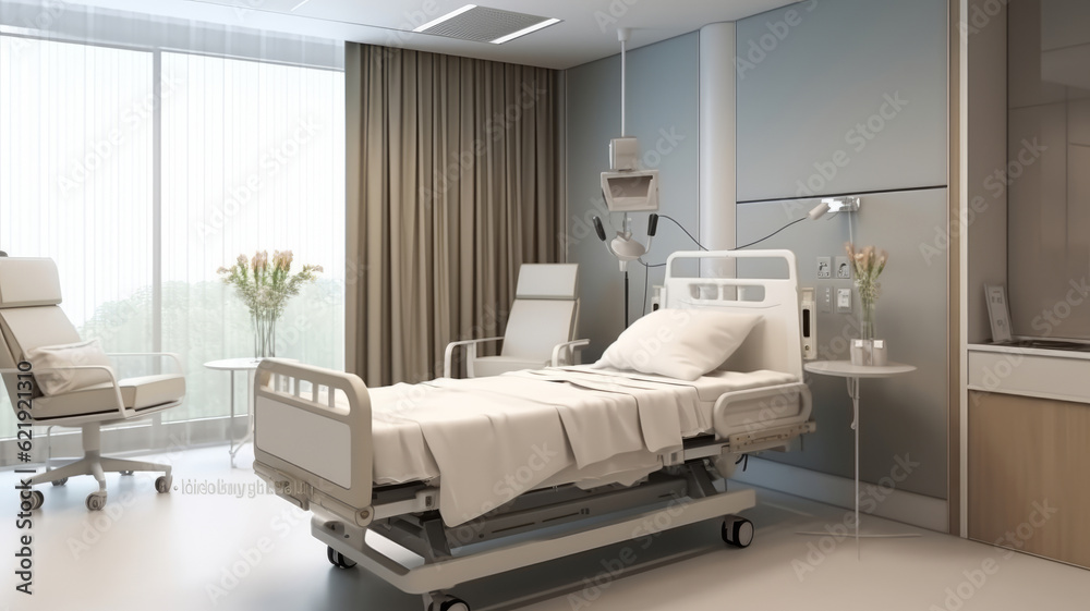 The hospital room looks like an empty room. . Generative AI The hospital room looks like an empty room. . Generative AI
