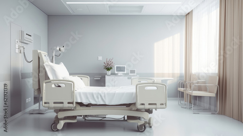 The hospital room looks like an empty room. . Generative AI © wolfhound911