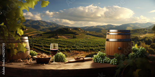 Vino italiano winery bottle barrel. Generative AI