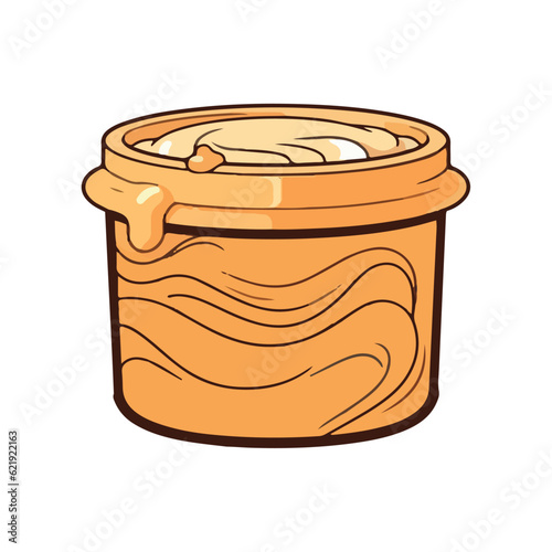 Container of food in earthenware pottery bowl