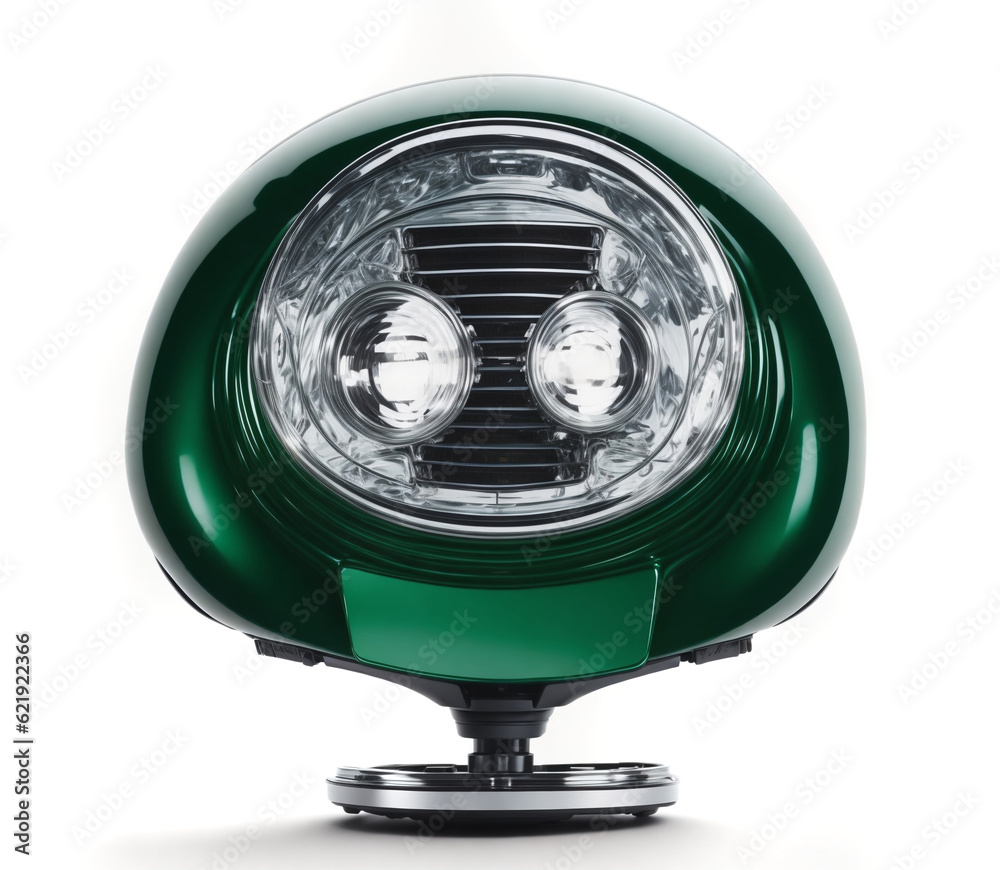 Naklejka premium Vintage Green Car Headlight on White Background