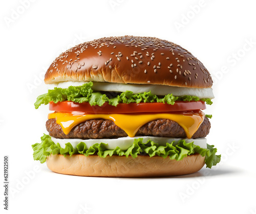 Isolated Cheeseburger on White Background