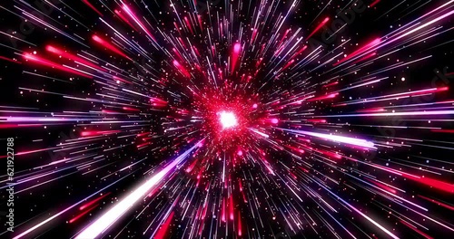 Footage through space with shining stars. Sci-fi warp and cyber future concepts. Abstract, repeatable video for background.