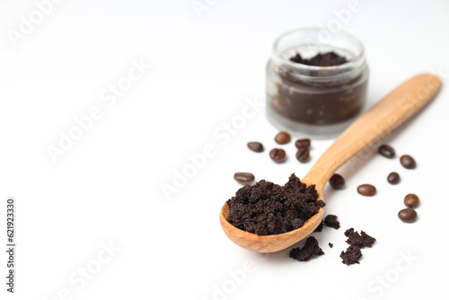 Concept of skin and face care, coffee scrub