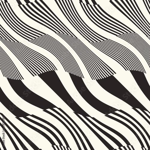 Monochrome Moiré Effect Textured Wavy Pattern