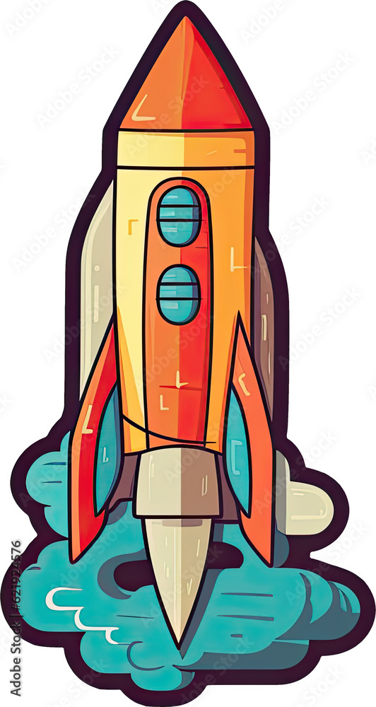 Vibrant and colorful rocket illustration with transparency, perfect for adding a playful and dynamic element to your designs. Generative AI. Vibrant and colorful rocket illustration with transparency, perfect for adding a playful and dynamic element to your designs. Generative AI.