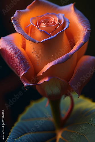 A velvety, dew-kissed rose exuding richness, bathed in soft golden light for an exquisite floral masterpiece.