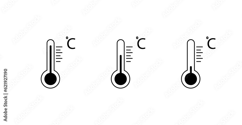 Temperature symbol set. Temperature icons vector set. Thermometer icons isolated