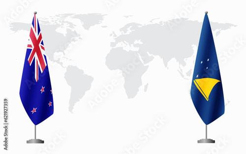 New Zealand and Tokelau flags for official meeting photo