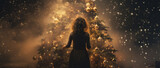 Woman standing in front of Christmas Tree