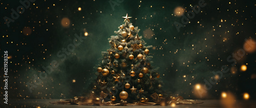 Beautiful Christmas Tree, background, lights, sparkles, stars, star, green