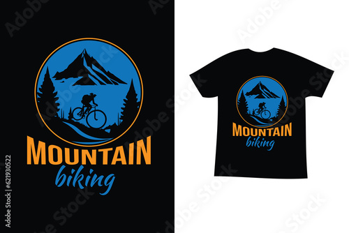 mountain ride illustration. mountain cycling graphic for t shirt. bicycle t shirt design. mountain biking vector design.