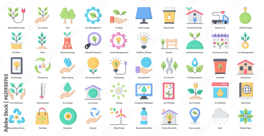 Environment Flat Icons Eco Ecology Plant Icon Set in Color Style 50 Vector Icons Environment Flat Icons Eco Ecology Plant Icon Set in Color Style 50 Vector Icons
