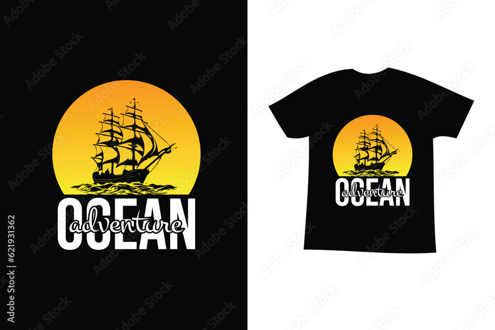 summer traveling illustration. ocean adventure t shirt design. vacation t shirt design.