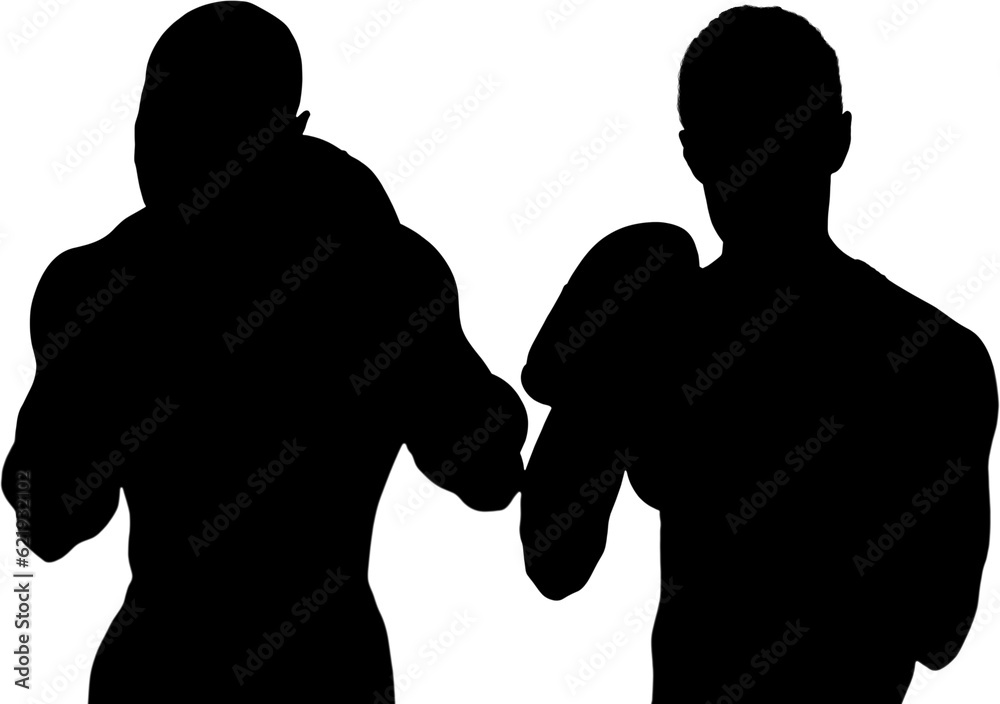 Digital png silhouette image of male boxers on transparent background
