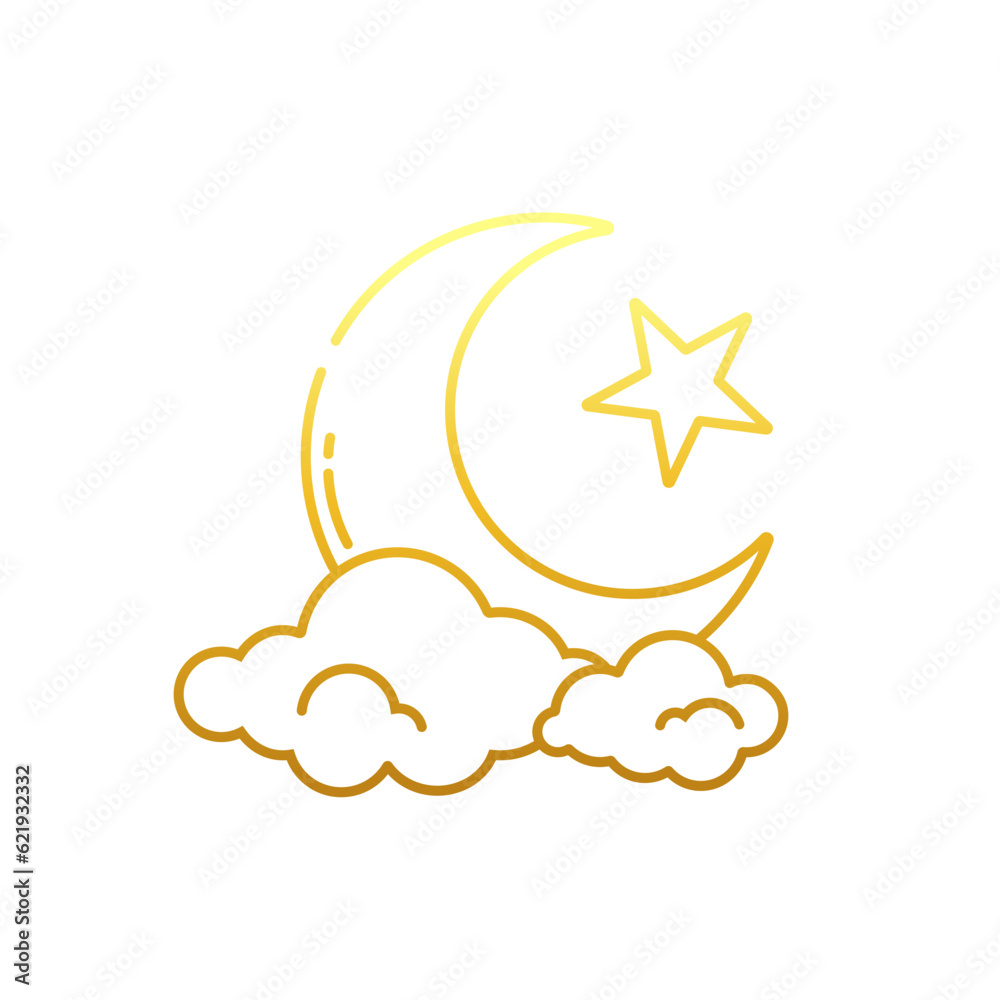 crescent moon and stars icon over white background, gradient style, vector illustration crescent moon and stars icon over white background, gradient style, vector illustration