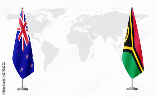New Zealand and Vanuatu flags for official meeting